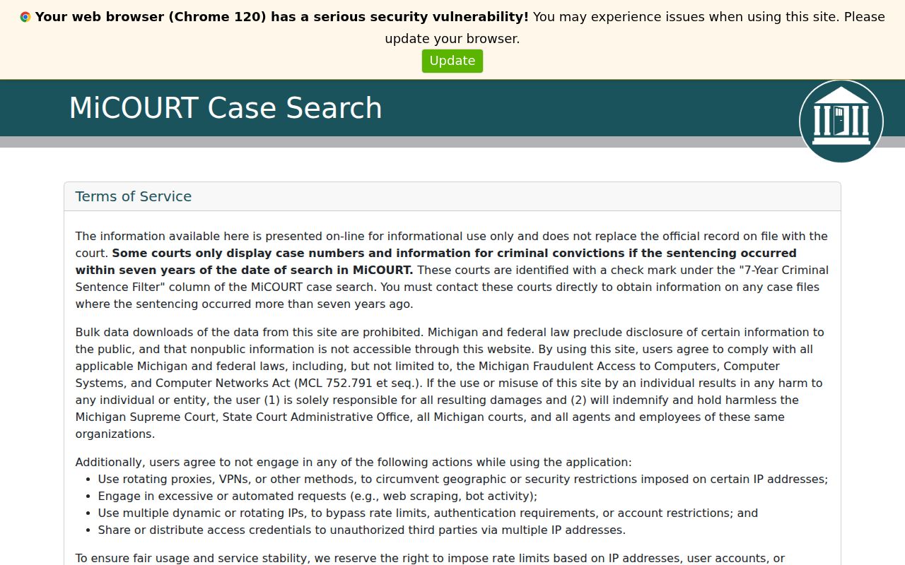 Bloomfield Township residents directory MiCOURT case-search portal