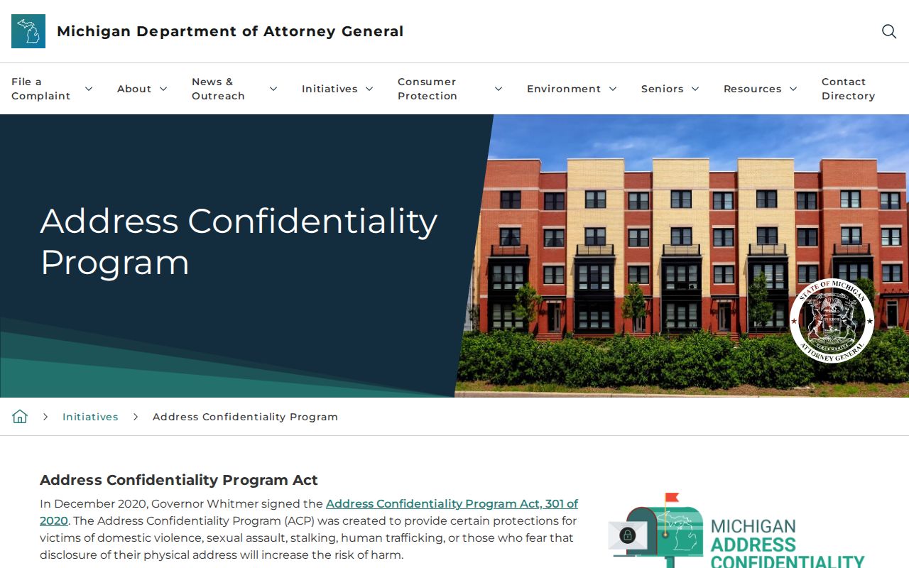 Bloomfield Township resident lookup Michigan Address Confidentiality Program information