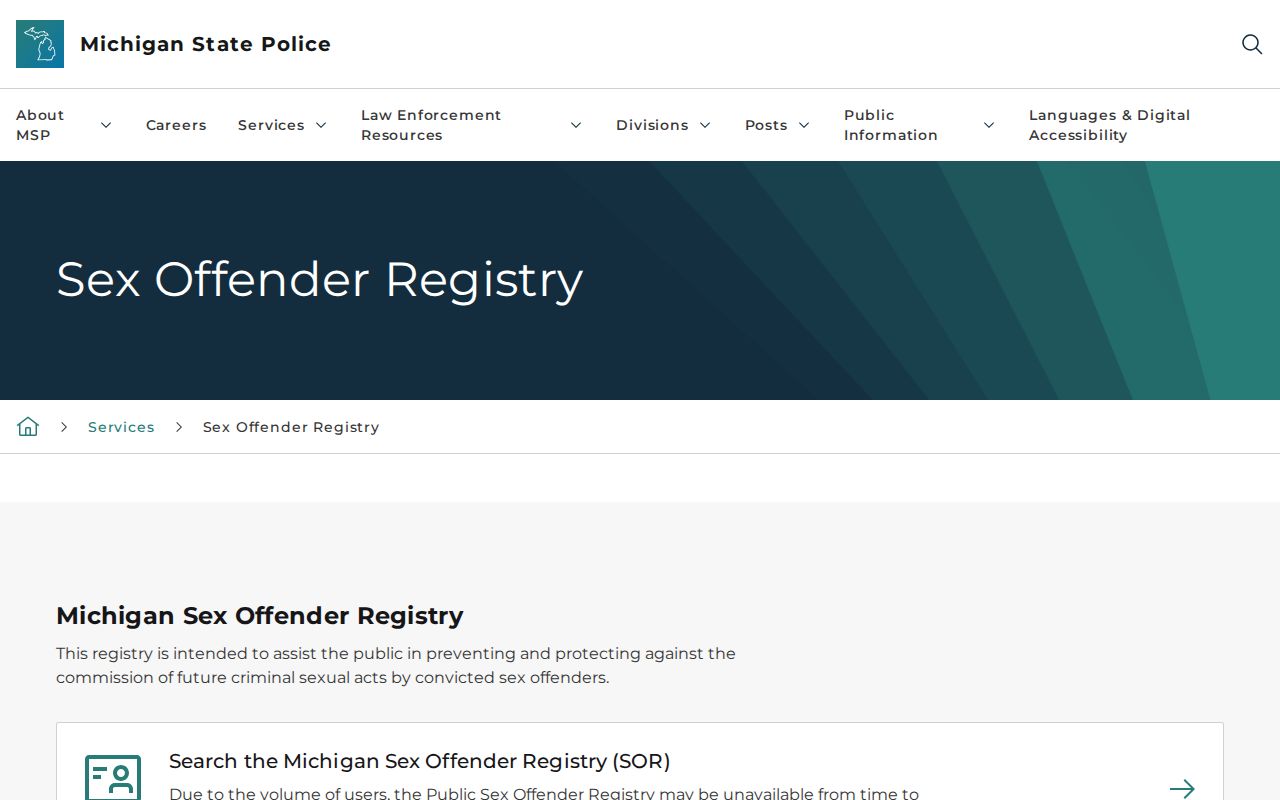 Bloomfield Township resident lookup Michigan registry search controls