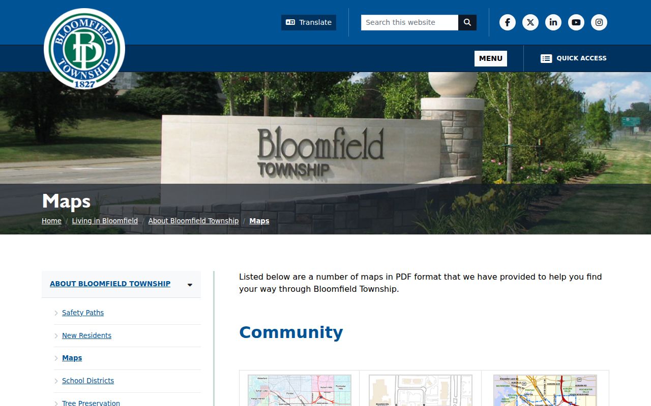 Bloomfield Township ZIP code directory map suite for local postal and boundary reference